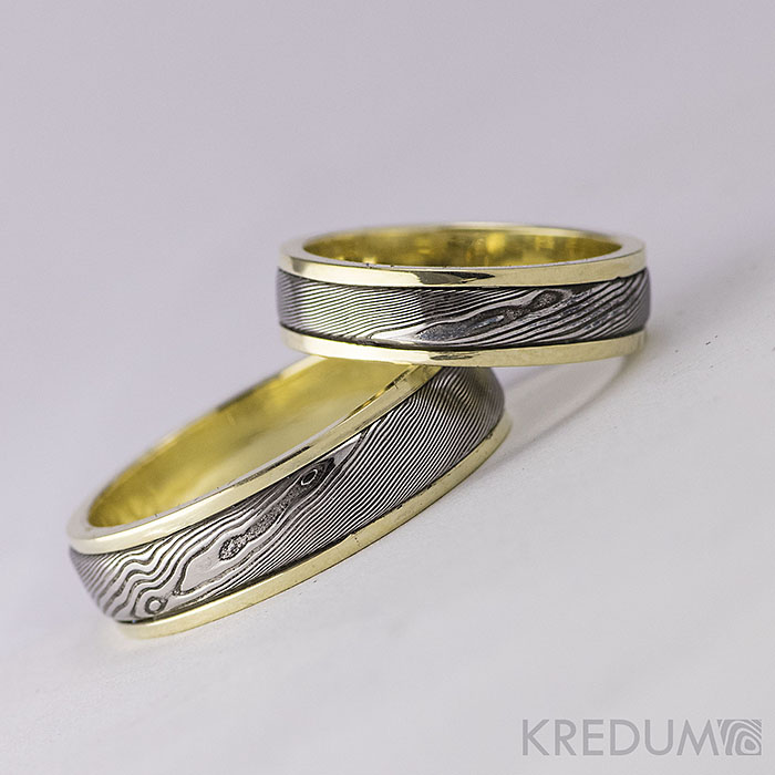 Pár nových prstenů v kombinaci damasteel a zlato, bílé zlato či stříbro - Obrázek č. 17