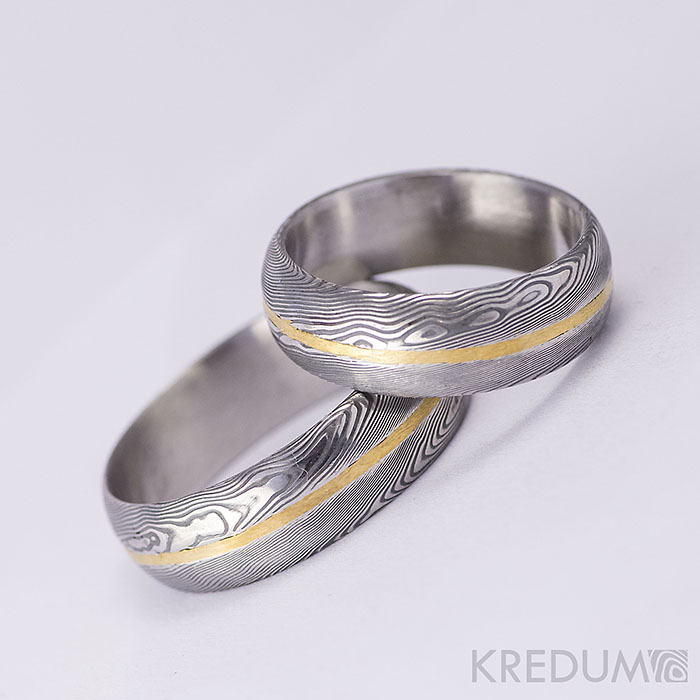 Pár nových prstenů v kombinaci damasteel a zlato, bílé zlato či stříbro - Obrázek č. 21