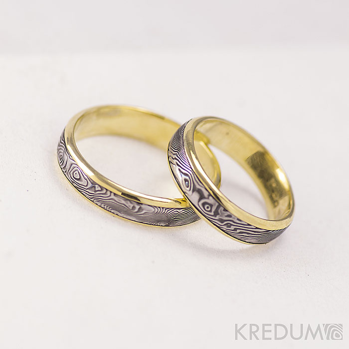 Pár nových prstenů v kombinaci damasteel a zlato, bílé zlato či stříbro - Obrázek č. 22