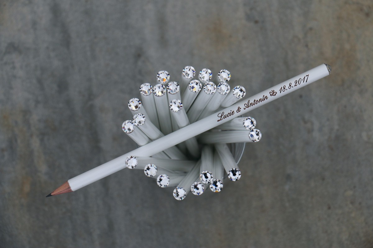 Svatební tužka s krystalem Swarovski - různé barvy - Obrázek č. 2