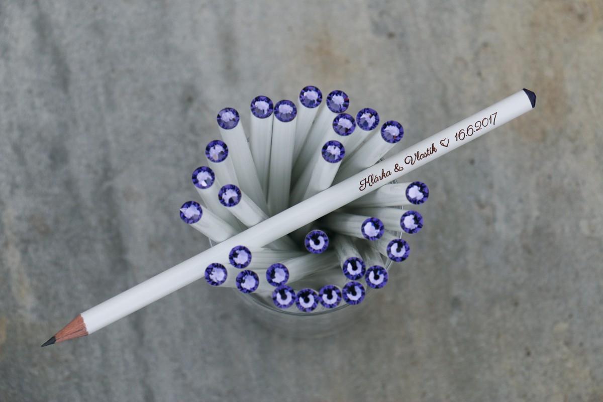 Svatební tužka s krystalem Swarovski - různé barvy - Obrázek č. 3
