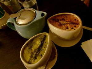 Green Tea Matcha Latte + Hot Chocolate http://gninethree.wordpress.com/2011/04/15/the-aviary-dessert-kitchen/