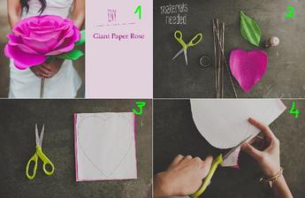 Postup: potrebujeme krepovy papier, noznice, spajdle, zelenu izolepu.