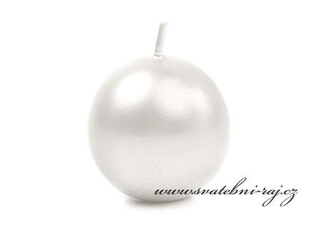 Svíčka kulička perleťová bílá, průměr 4,5 cm - Obrázek č. 1