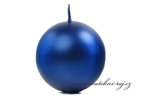 Svíčka metalická navy-blue, průměr 6 cm - Obrázek č. 1