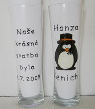 krásně vyrobené skleničky- ženichova