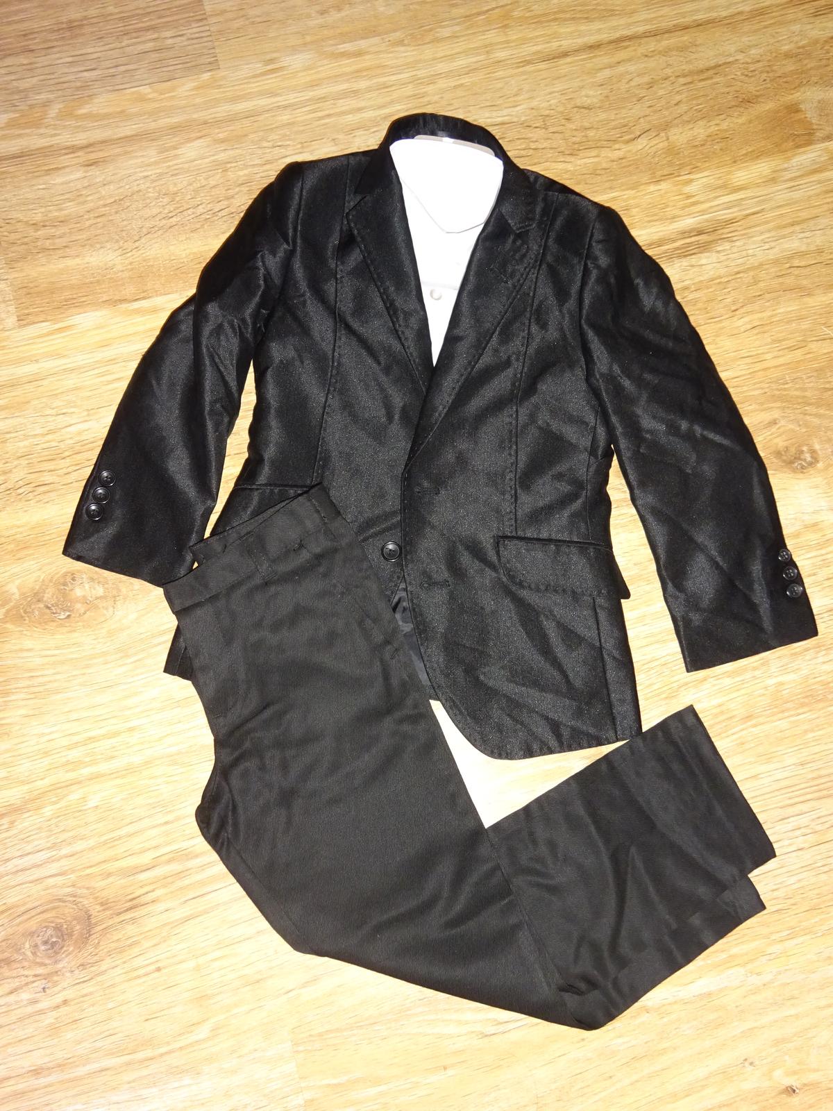 Černý chlapecký oblek s košilí vel. 110 - 116 - Obrázek č. 1